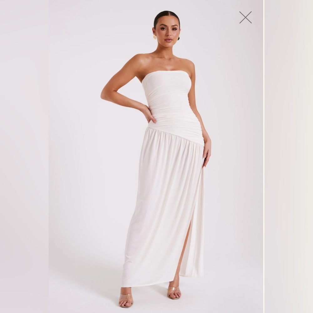 Meshki Bex Strapless Cream Maxi Dress